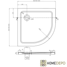 HD Elio 80x80 íves két tolóajtós zuhanykabin fekete slim zuhanytálcával és króm szifonnal, krómozott elemekkel, 190 cm magas