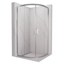 HD Elio 90x90 íves két tolóajtós zuhanykabin 6 mm vastag vízlepergető biztonsági üveggel, krómozott elemekkel, 190 cm magas