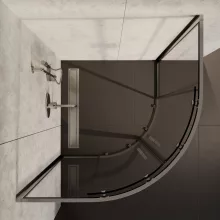 HD Elio 90x90 íves két tolóajtós zuhanykabin 6 mm vastag vízlepergető biztonsági üveggel, krómozott elemekkel, 190 cm magas