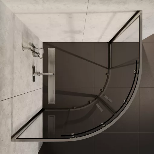 HD Elio 90x90 íves két tolóajtós zuhanykabin 6 mm vastag vízlepergető biztonsági üveggel, krómozott elemekkel, 190 cm magas