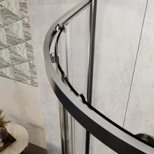 HD Elio 90x90 íves két tolóajtós zuhanykabin 6 mm vastag vízlepergető biztonsági üveggel, krómozott elemekkel, 190 cm magas