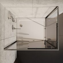 HD Elio 90x100 szögletes két tolóajtós zuhanykabin fehér slim zuhanytálcával és króm szifonnal, krómozott elemekkel, 190 cm magas