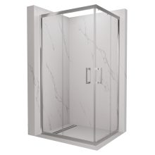 HD Elio 100x90 aszimmetrikus szögletes két tolóajtós zuhanykabin 6 mm vastag vízlepergető biztonsági üveggel, krómozott elemekkel, 190 cm magas