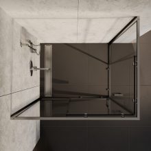 HD Elio 100x90 aszimmetrikus szögletes két tolóajtós zuhanykabin 6 mm vastag vízlepergető biztonsági üveggel, krómozott elemekkel, 190 cm magas