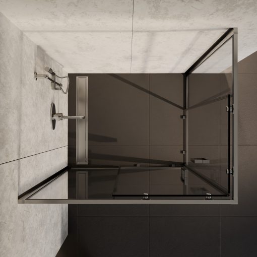 HD Elio 100x90 aszimmetrikus szögletes két tolóajtós zuhanykabin 6 mm vastag vízlepergető biztonsági üveggel, krómozott elemekkel, 190 cm magas