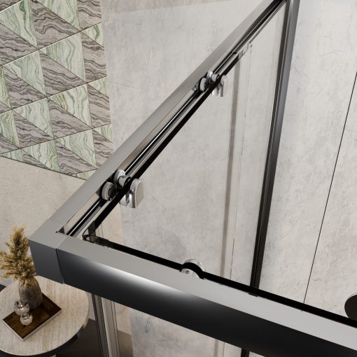 HD Elio 100x90 aszimmetrikus szögletes két tolóajtós zuhanykabin 6 mm vastag vízlepergető biztonsági üveggel, krómozott elemekkel, 190 cm magas