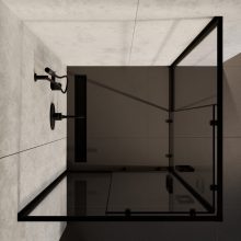 HD Elio Black szögletes két tolóajtós zuhanykabin 6 mm vastag vízlepergető biztonsági üveggel, fekete elemekkel, 190 cm magas