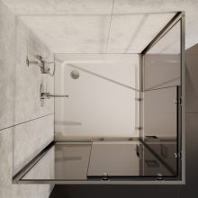 HD Elio 100x100 szögletes két tolóajtós zuhanykabin fehér slim zuhanytálcával és króm szifonnal, krómozott elemekkel, 190 cm magas