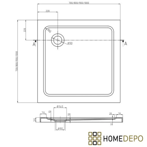 HD Elio 100x100 szögletes két tolóajtós zuhanykabin fehér slim zuhanytálcával és króm szifonnal, krómozott elemekkel, 190 cm magas