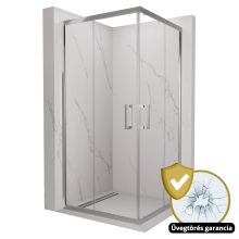 HD Elio 100x100 szögletes két tolóajtós zuhanykabin 6 mm vastag vízlepergető biztonsági üveggel, krómozott elemekkel, 190 cm magas