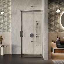 HD Elio 100x100 szögletes két tolóajtós zuhanykabin 6 mm vastag vízlepergető biztonsági üveggel, krómozott elemekkel, 190 cm magas