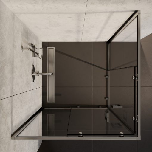 HD Elio 100x100 szögletes két tolóajtós zuhanykabin 6 mm vastag vízlepergető biztonsági üveggel, krómozott elemekkel, 190 cm magas