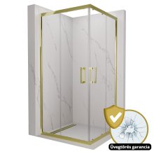 HD Elio Gold szögletes két tolóajtós zuhanykabin 6 mm vastag vízlepergető biztonsági üveggel, arany elemekkel, 190 cm magas