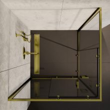 HD Elio Gold szögletes két tolóajtós zuhanykabin 6 mm vastag vízlepergető biztonsági üveggel, arany elemekkel, 190 cm magas