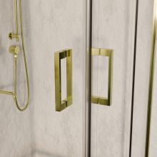 HD Elio Gold szögletes két tolóajtós zuhanykabin 6 mm vastag vízlepergető biztonsági üveggel, arany elemekkel, 190 cm magas