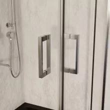 HD Elio 80x80 szögletes két tolóajtós zuhanykabin fekete slim zuhanytálcával és króm szifonnal, krómozott elemekkel, 190 cm magas