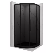 HD Fusion+ 90x90 íves két tolóajtós sötétített zuhanykabin fekete slim zuhanytálcával és fekete szifonnal, fekete színű elemekkel, 190 cm magas