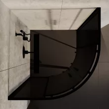 HD Fusion+ 90x90 íves két tolóajtós sötétített zuhanykabin 6 mm vastag vízlepergető biztonsági üveggel, fekete színű elemekkel, 190 cm magas