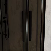 HD Fusion+ 90x90 íves két tolóajtós sötétített zuhanykabin 6 mm vastag vízlepergető biztonsági üveggel, fekete színű elemekkel, 190 cm magas