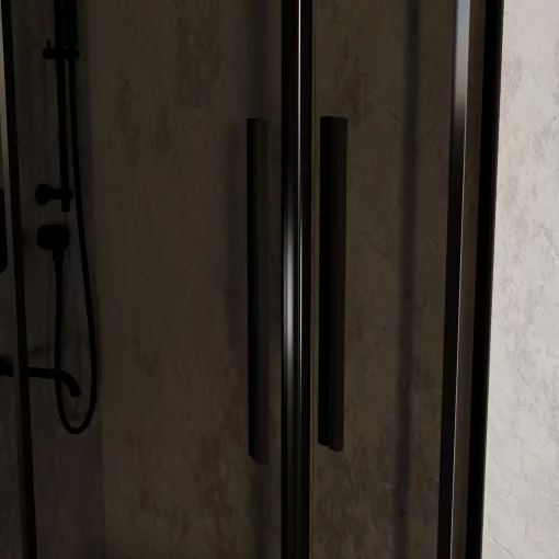 HD Fusion+ 90x90 íves két tolóajtós sötétített zuhanykabin 6 mm vastag vízlepergető biztonsági üveggel, fekete színű elemekkel, 190 cm magas