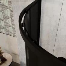 HD Fusion+ 90x90 íves két tolóajtós sötétített zuhanykabin 6 mm vastag vízlepergető biztonsági üveggel, fekete színű elemekkel, 190 cm magas