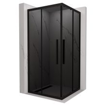 HD Fusion+ 100x100 szögletes két tolóajtós sötétített zuhanykabin 6 mm vastag vízlepergető biztonsági üveggel, fekete színű elemekkel, 190 cm magas