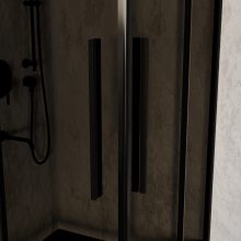 HD Fusion+ 100x100 szögletes két tolóajtós sötétített zuhanykabin 6 mm vastag vízlepergető biztonsági üveggel, fekete színű elemekkel, 190 cm magas