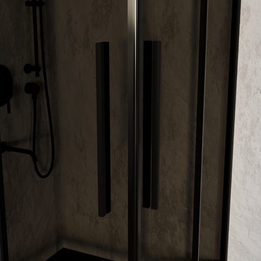 HD Fusion+ 100x100 szögletes két tolóajtós sötétített zuhanykabin 6 mm vastag vízlepergető biztonsági üveggel, fekete színű elemekkel, 190 cm magas