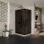   HD Fusion+ aszimmetrikus szögletes két tolóajtós sötétített zuhanykabin fehér slim zuhanytálcával és fekete szifonnal, fekete színű elemekkel, 190 cm magas