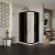   HD Fusion+ aszimmetrikus szögletes két tolóajtós sötétített zuhanykabin fehér slim zuhanytálcával és fekete szifonnal, fekete színű elemekkel, 190 cm magas