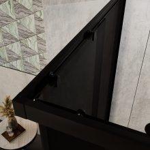 HD Fusion+ aszimmetrikus szögletes két tolóajtós sötétített zuhanykabin 6 mm vastag vízlepergető biztonsági üveggel, fekete színű elemekkel, 190 cm magas