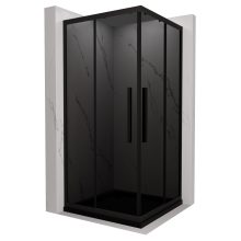 HD Fusion+ 80x80 szögletes két tolóajtós sötétített zuhanykabin fekete slim zuhanytálcával és fekete szifonnal, fekete színű elemekkel, 190 cm magas