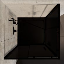 HD Fusion+ 80x80 szögletes két tolóajtós sötétített zuhanykabin fekete slim zuhanytálcával és fekete szifonnal, fekete színű elemekkel, 190 cm magas