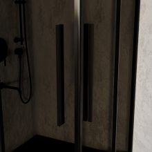 HD Fusion+ 80x80 szögletes két tolóajtós sötétített zuhanykabin fekete slim zuhanytálcával és fekete szifonnal, fekete színű elemekkel, 190 cm magas