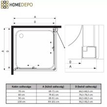 HD Fusion+ 80x80 szögletes két tolóajtós sötétített zuhanykabin fekete slim zuhanytálcával és fekete szifonnal, fekete színű elemekkel, 190 cm magas