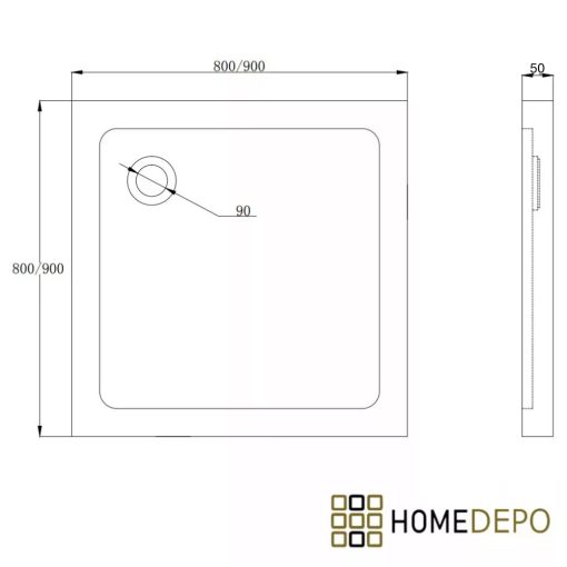 HD Fusion+ 80x80 szögletes két tolóajtós sötétített zuhanykabin fekete slim zuhanytálcával és fekete szifonnal, fekete színű elemekkel, 190 cm magas