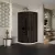   HD Fusion 90x90 íves két tolóajtós sötétített zuhanykabin fehér slim zuhanytálcával és fekete szifonnal, fekete színű elemekkel, 190 cm magas