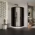   HD Fusion 80x80 íves két tolóajtós sötétített zuhanykabin fehér magas zuhanytálcával és fekete szifonnal, fekete színű elemekkel, 190 cm magas