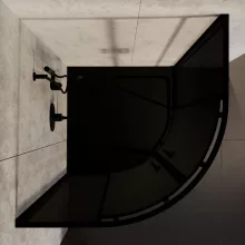 HD Fusion 80x80 íves két tolóajtós sötétített zuhanykabin fekete slim zuhanytálcával és fekete szifonnal, fekete színű elemekkel, 190 cm magas