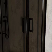 HD Fusion 80x80 íves két tolóajtós sötétített zuhanykabin 6 mm vastag vízlepergető biztonsági üveggel, fekete színű elemekkel, 190 cm magas