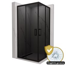 HD Fusion 100x100 szögletes két tolóajtós sötétített zuhanykabin 6 mm vastag vízlepergető biztonsági üveggel, fekete színű elemekkel, 190 cm magas