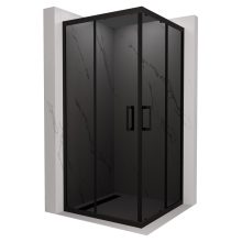 HD Fusion 100x100 szögletes két tolóajtós sötétített zuhanykabin 6 mm vastag vízlepergető biztonsági üveggel, fekete színű elemekkel, 190 cm magas