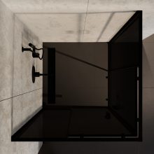 HD Fusion 100x100 szögletes két tolóajtós sötétített zuhanykabin 6 mm vastag vízlepergető biztonsági üveggel, fekete színű elemekkel, 190 cm magas
