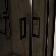 HD Fusion 100x100 szögletes két tolóajtós sötétített zuhanykabin 6 mm vastag vízlepergető biztonsági üveggel, fekete színű elemekkel, 190 cm magas