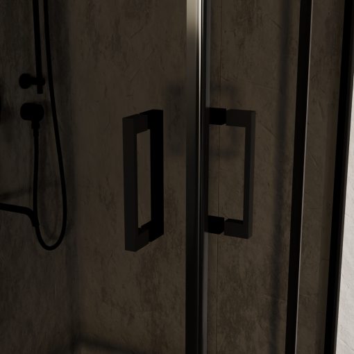 HD Fusion 100x100 szögletes két tolóajtós sötétített zuhanykabin 6 mm vastag vízlepergető biztonsági üveggel, fekete színű elemekkel, 190 cm magas