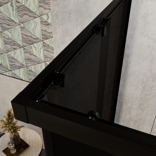 HD Fusion 100x100 szögletes két tolóajtós sötétített zuhanykabin 6 mm vastag vízlepergető biztonsági üveggel, fekete színű elemekkel, 190 cm magas