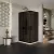   HD Fusion aszimmetrikus szögletes két tolóajtós sötétített zuhanykabin fehér slim zuhanytálcával és fekete szifonnal, fekete színű elemekkel, 190 cm magas