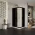   HD Fusion aszimmetrikus szögletes két tolóajtós sötétített zuhanykabin fehér slim zuhanytálcával és fekete szifonnal, fekete színű elemekkel, 190 cm magas
