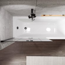 HD Hugo Black 100x140 összecsukható 2 szárnyú kádparaván 6 mm vastag vízlepergető biztonsági üveggel, fekete elemekkel