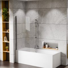   HD Leo Chrome 70x140 kihajtható 1 szárnyú kádparaván 6 mm vastag vízlepergető biztonsági üveggel, krómozott elemekkel